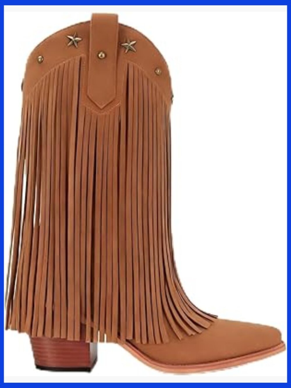 Fringe Western Mid-Heel Boot – Tan